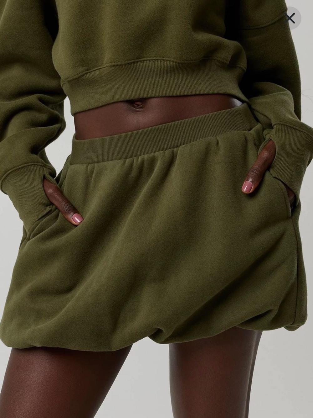 OFFLINE aerie Cloud Fleece Bubble Skort in Military Green Sz Med SUPER SOFT NWT